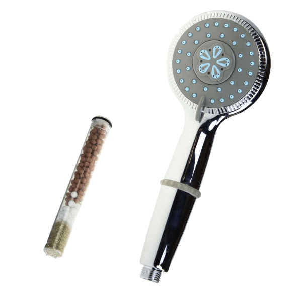 Kleiner Duschkopf mit integriertem Filter für reines Duschwasser