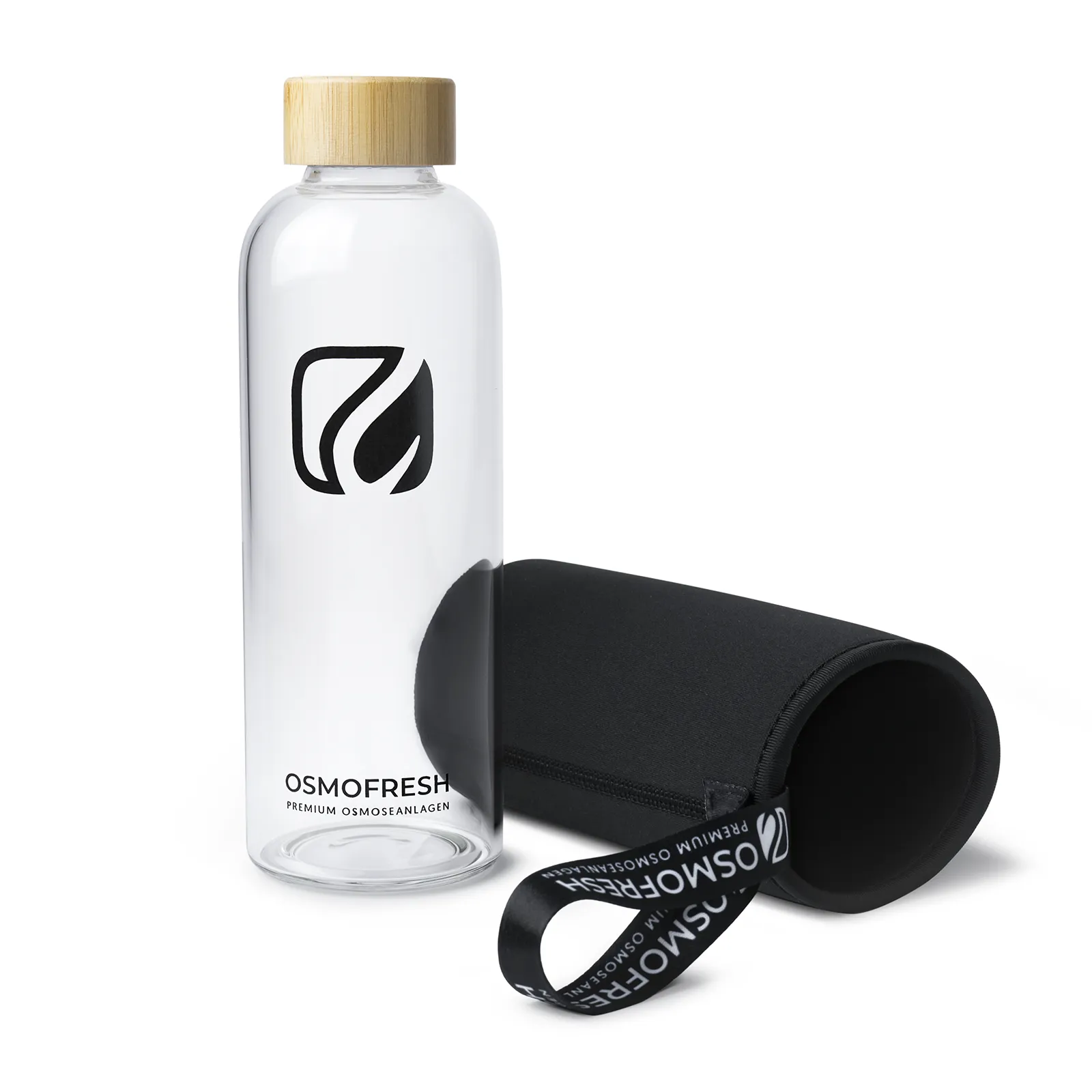 Bambusflasche 750ml mit Bambus-Edelstahl Deckel & Neopren-Sleeve